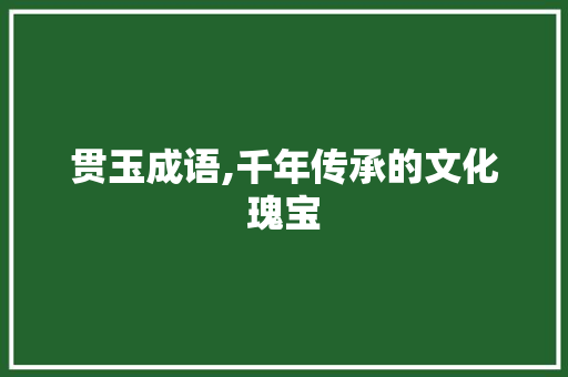 贯玉成语,千年传承的文化瑰宝