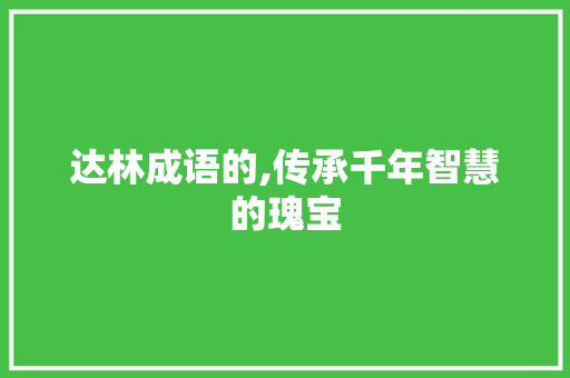 达林成语的,传承千年智慧的瑰宝