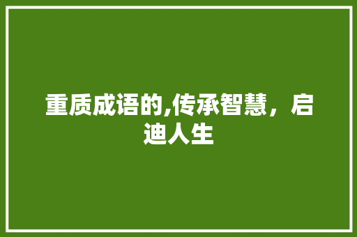重质成语的,传承智慧，启迪人生