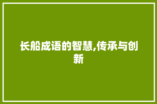 长船成语的智慧,传承与创新