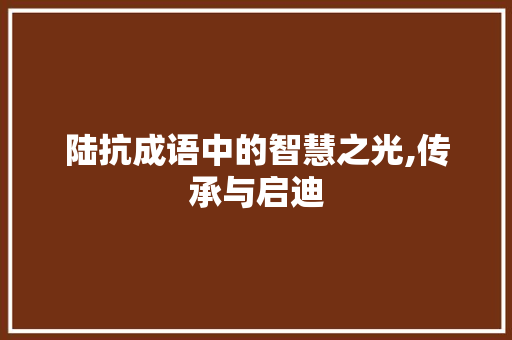 陆抗成语中的智慧之光,传承与启迪