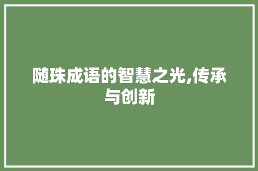随珠成语的智慧之光,传承与创新
