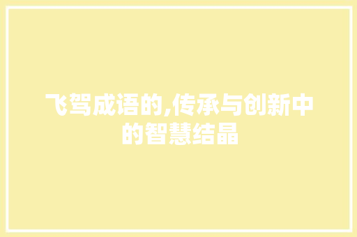 飞驾成语的,传承与创新中的智慧结晶