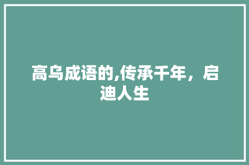 高乌成语的,传承千年，启迪人生