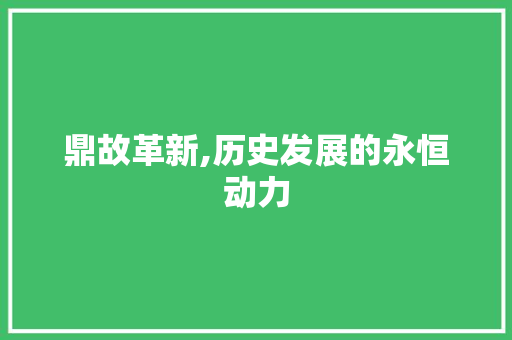 鼎故革新,历史发展的永恒动力