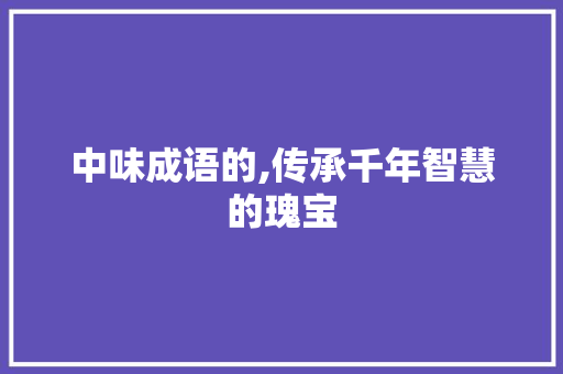 中味成语的,传承千年智慧的瑰宝