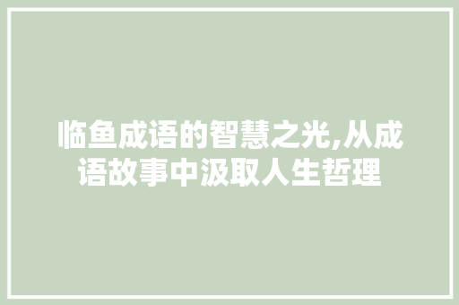 临鱼成语的智慧之光,从成语故事中汲取人生哲理