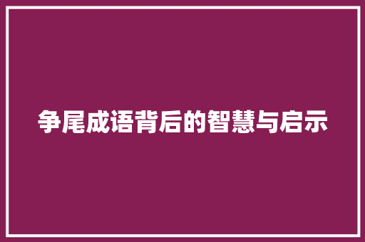 争尾成语背后的智慧与启示
