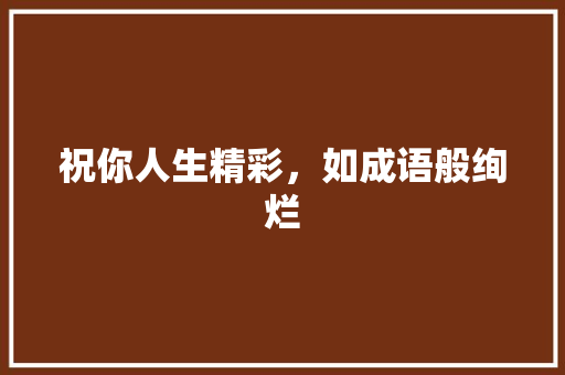 祝你人生精彩，如成语般绚烂
