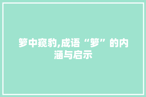 箩中窥豹,成语“箩”的内涵与启示 成语大全