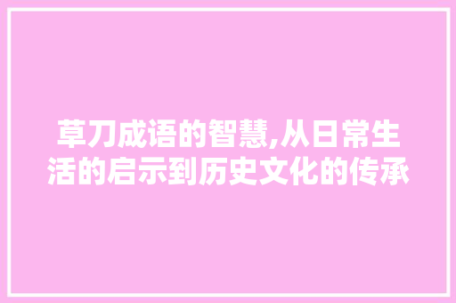 草刀成语的智慧,从日常生活的启示到历史文化的传承