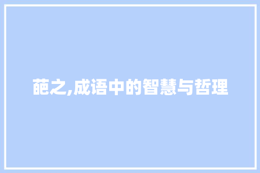 葩之,成语中的智慧与哲理