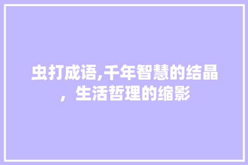 虫打成语,千年智慧的结晶，生活哲理的缩影