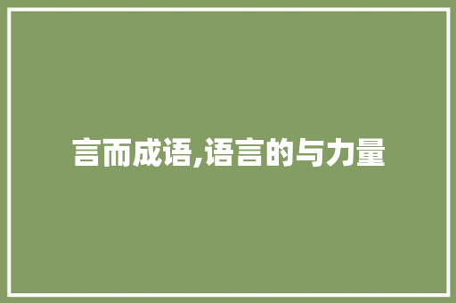 言而成语,语言的与力量