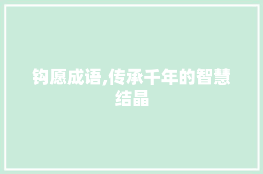 钩愿成语,传承千年的智慧结晶 工作计划