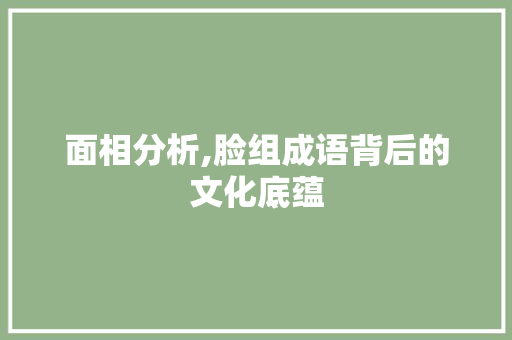 面相分析,脸组成语背后的文化底蕴