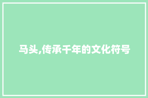 马头,传承千年的文化符号