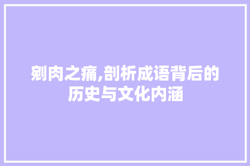 剜肉之痛,剖析成语背后的历史与文化内涵