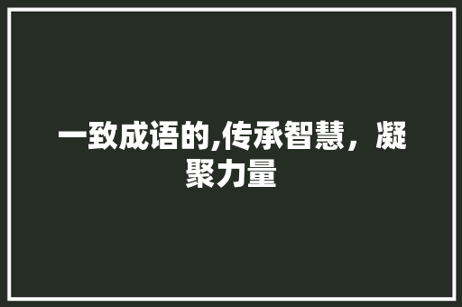 一致成语的,传承智慧，凝聚力量