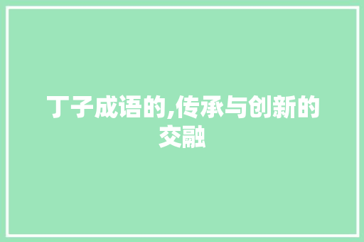 丁子成语的,传承与创新的交融 成语大全