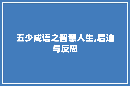 五少成语之智慧人生,启迪与反思