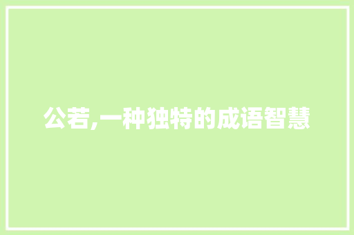 公若,一种独特的成语智慧 演讲稿