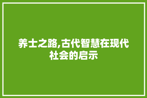养士之路,古代智慧在现代社会的启示