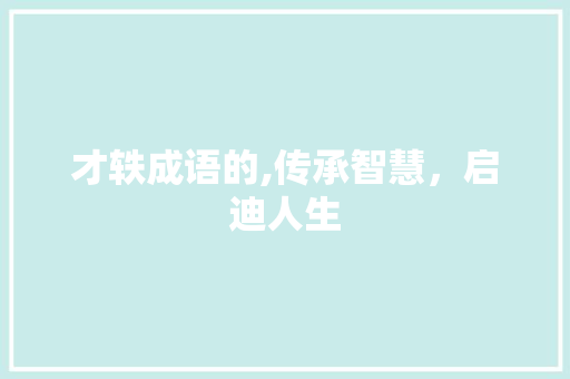 才轶成语的,传承智慧，启迪人生