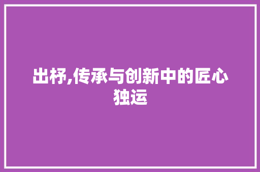 出杼,传承与创新中的匠心独运 个人简历