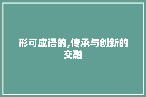 形可成语的,传承与创新的交融