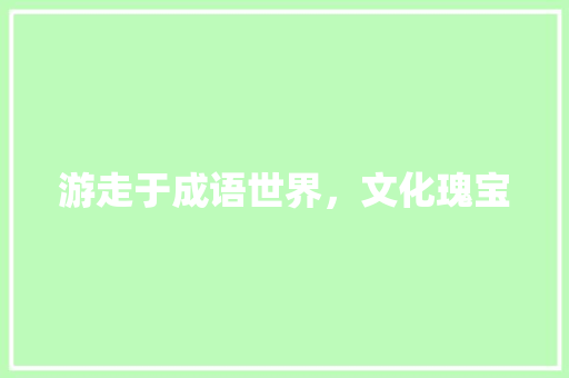 游走于成语世界，文化瑰宝
