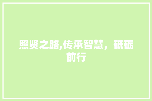 照贤之路,传承智慧，砥砺前行 名人名言