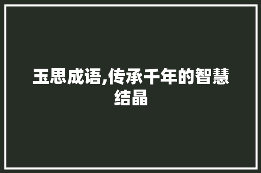 玉思成语,传承千年的智慧结晶 合同范本