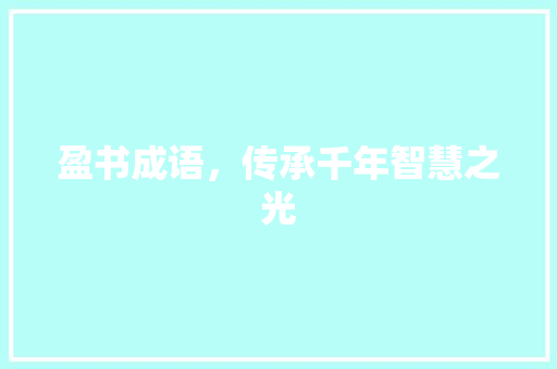 盈书成语，传承千年智慧之光
