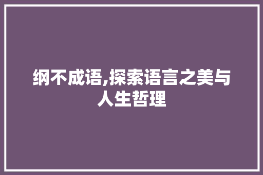 纲不成语,探索语言之美与人生哲理