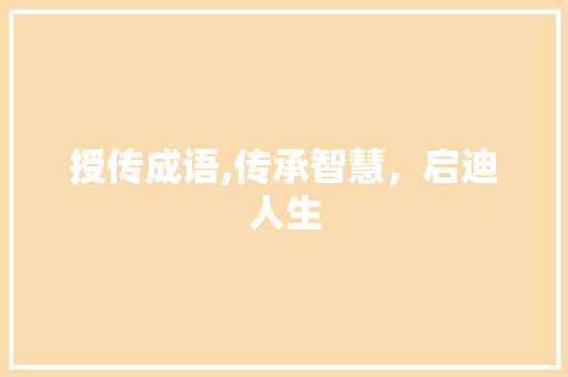 授传成语,传承智慧，启迪人生
