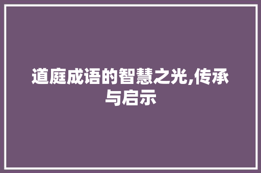 道庭成语的智慧之光,传承与启示