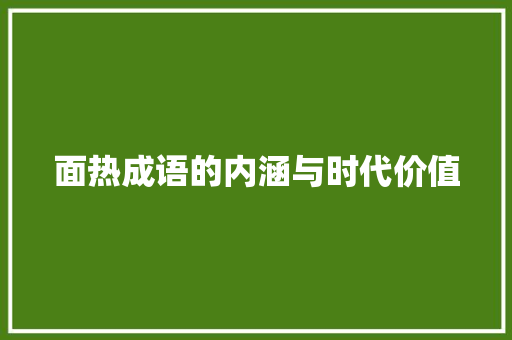 面热成语的内涵与时代价值