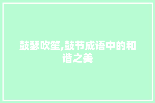 鼓瑟吹笙,鼓节成语中的和谐之美