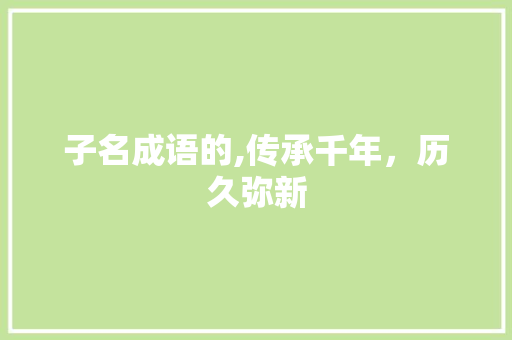 子名成语的,传承千年，历久弥新