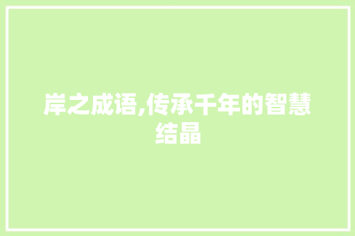 岸之成语,传承千年的智慧结晶