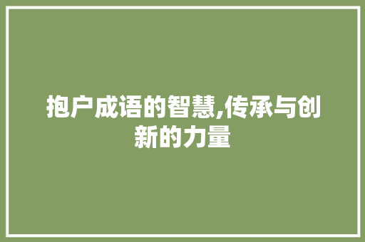抱户成语的智慧,传承与创新的力量 个人简历