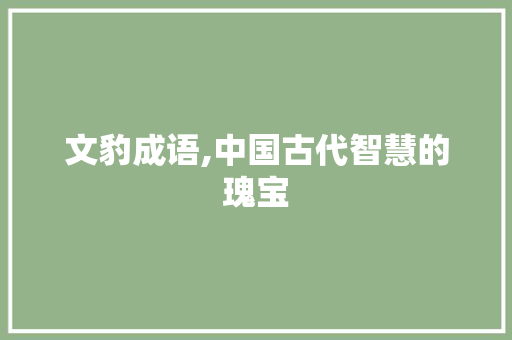 文豹成语,中国古代智慧的瑰宝