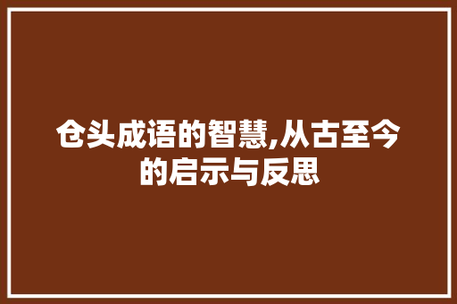 仓头成语的智慧,从古至今的启示与反思