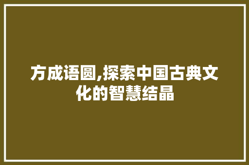 方成语圆,探索中国古典文化的智慧结晶