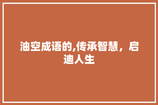 油空成语的,传承智慧，启迪人生