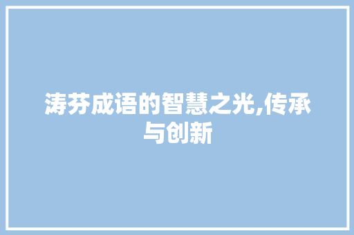 涛芬成语的智慧之光,传承与创新