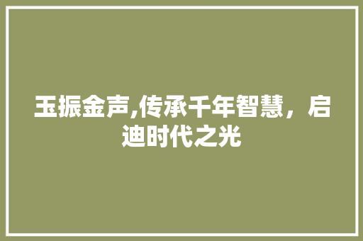 玉振金声,传承千年智慧，启迪时代之光