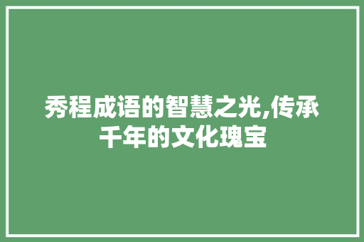 秀程成语的智慧之光,传承千年的文化瑰宝