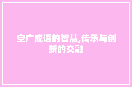 空广成语的智慧,传承与创新的交融
